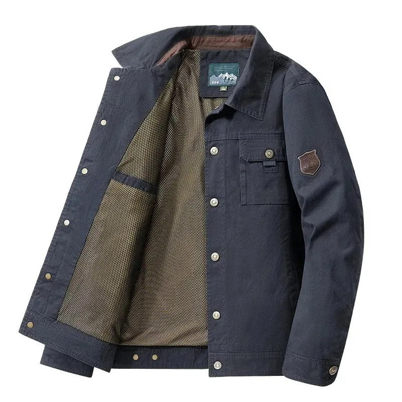 Men's Casual Jacket Collared Workwear Coat Spring Autumn Business Loose Large Size Middle Youth Jacket Male Clothing