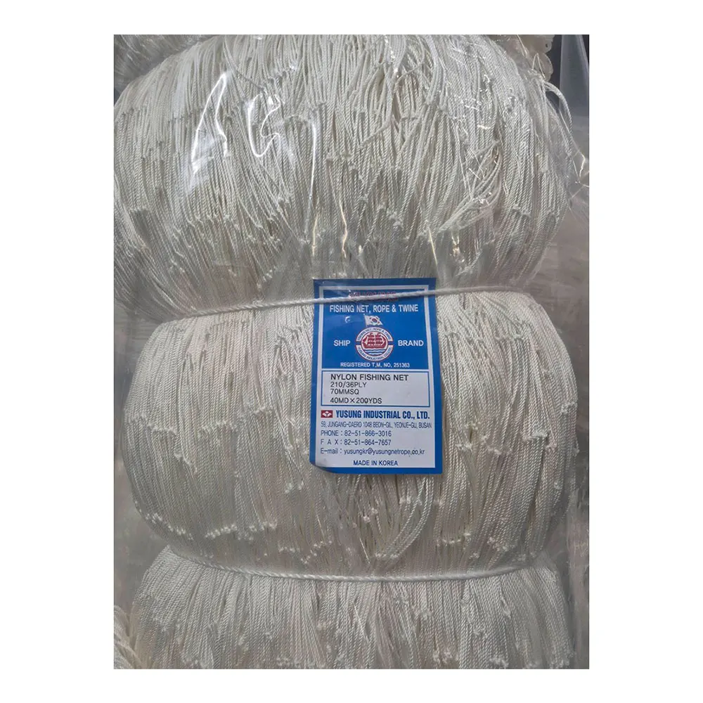 [Yusung] Single Knot Nylon Multi Filament Marine Mesh 210D 6Ply Korean Heavy Duty High Strength Fishing Net Supply