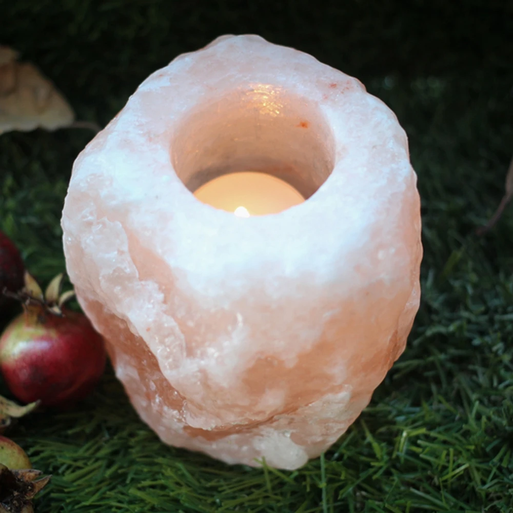 1 kg Raw Pink Himalayan Salt Candle Holder Aromatherapy Diffuser Tea Lights Incense Holders Made Pakistan 10 cm Eco-Friendly