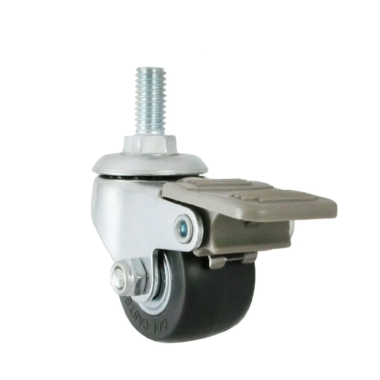 1.5" 3/8 Inch Threaded Stem Casters TPR Wheel Brake Quiet for Bedroom Small Casters for Outdoor Living Room Dining Kitchen