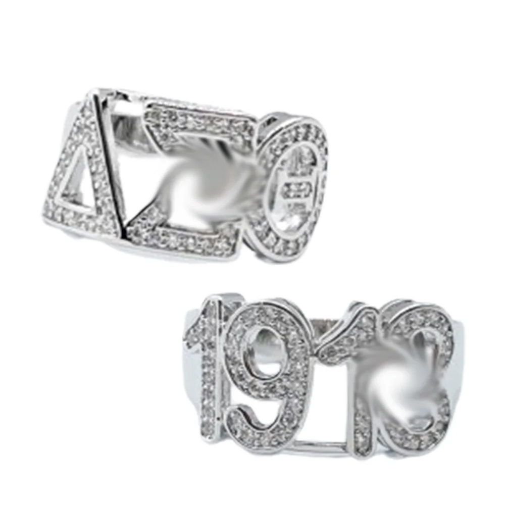 Delta Sorority Silver Greek Letter DST 13 Year Ring Rhinestone Finger Ring