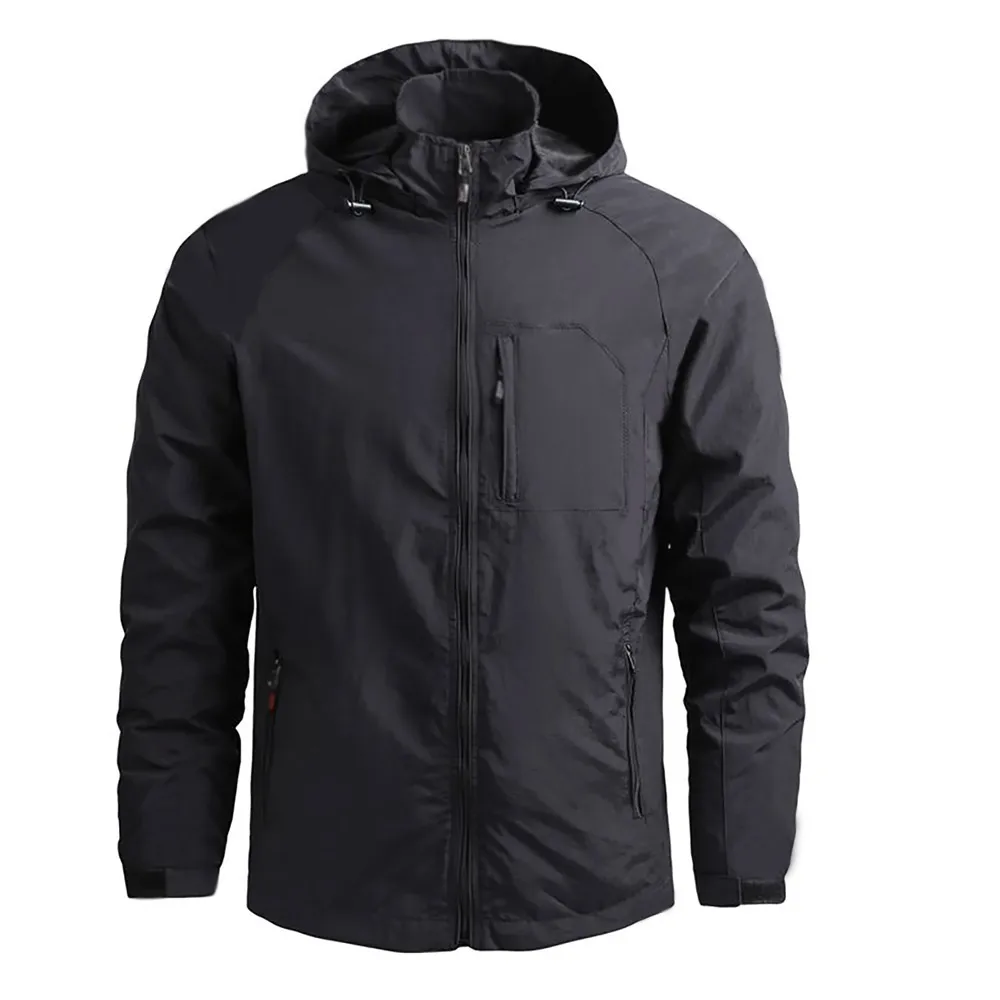 Men's New Style Winter Coats Breathable Canvas Full Zip Stand Collar Hooded Thick Waterproof Windproof Hunting Jackets Outdoor