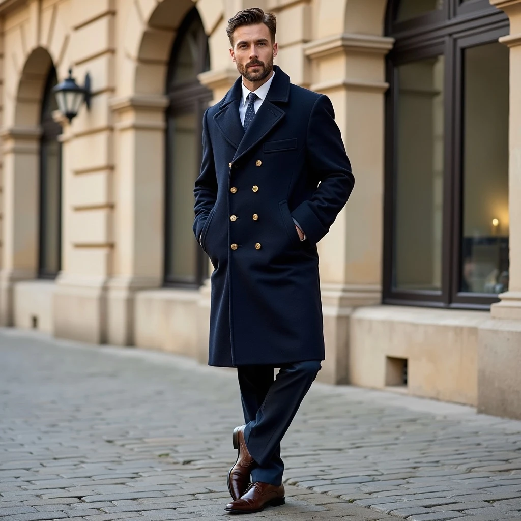 High Quality Trendy Men's Tweed Coat Men Leisure Long Sections Coats Men's Pure Color Casual Fashion Overcoat Coat Winter