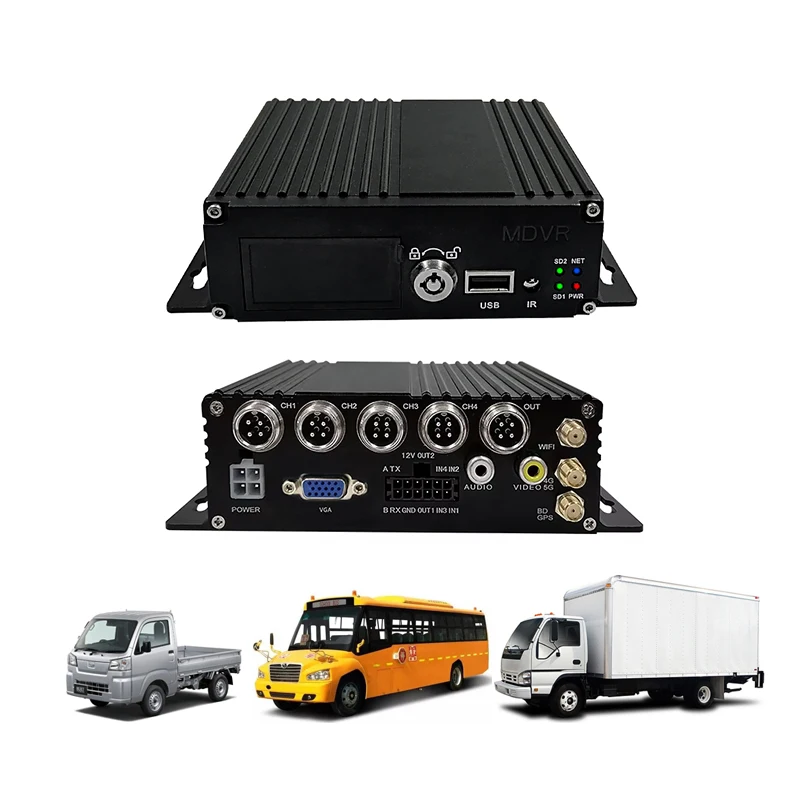 SD Card MDVR 4CH 4G GPS WIFI Wireless 1080P Mobile Digital Video Recorder with Vehicle Safety Monitoring Fleet Tracking System
