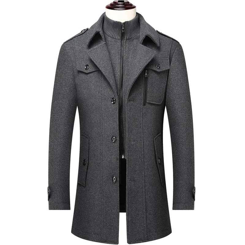 Hot Selling Men's Medium Length Wool Wool Coat Thickened Coat Men
