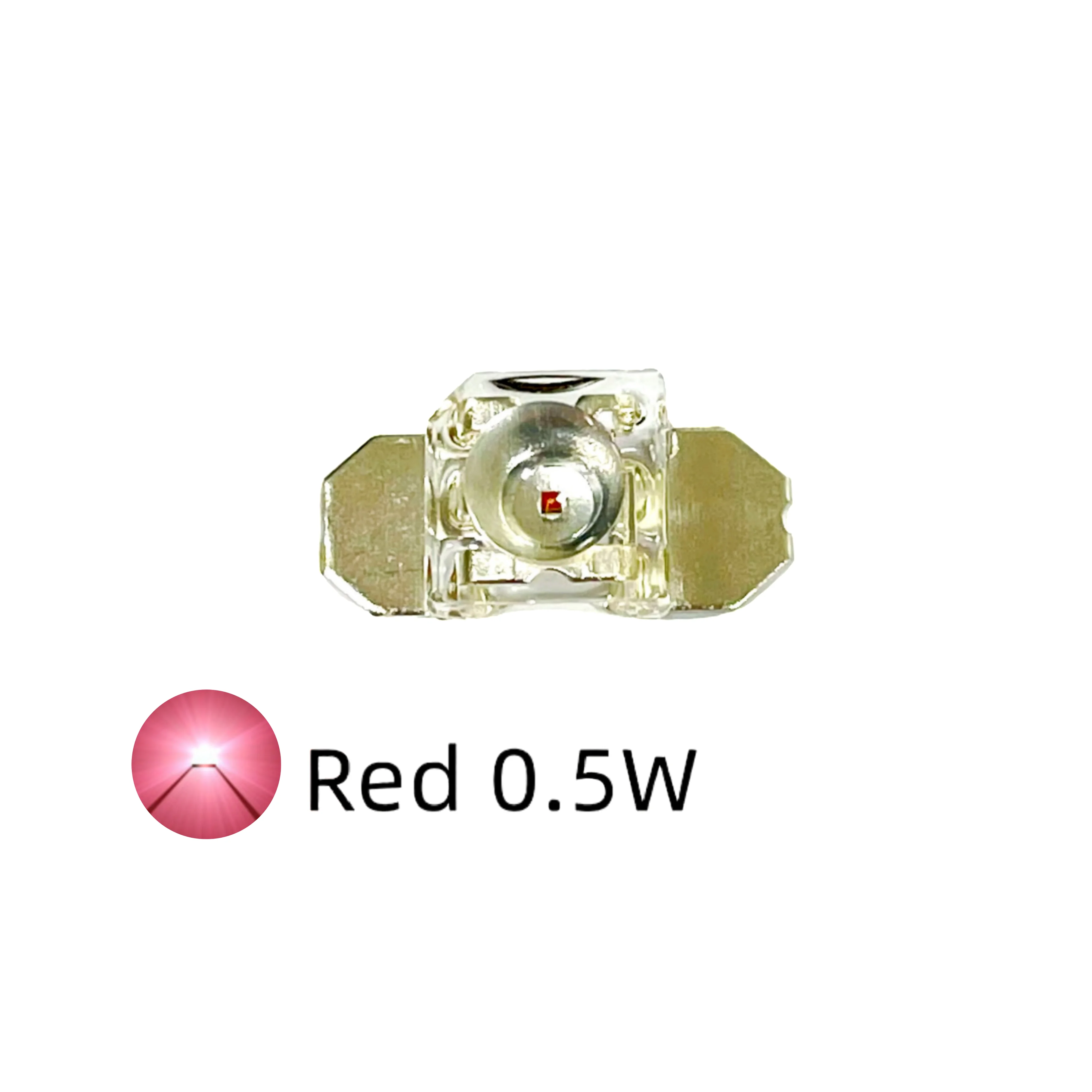 0.5W Good Heatsink Wide Stent 5mm LED Red Color Clear Lens Square Head Super Flux Piranha LED Dip F5 620-630nm 18-22lm 80 Beam