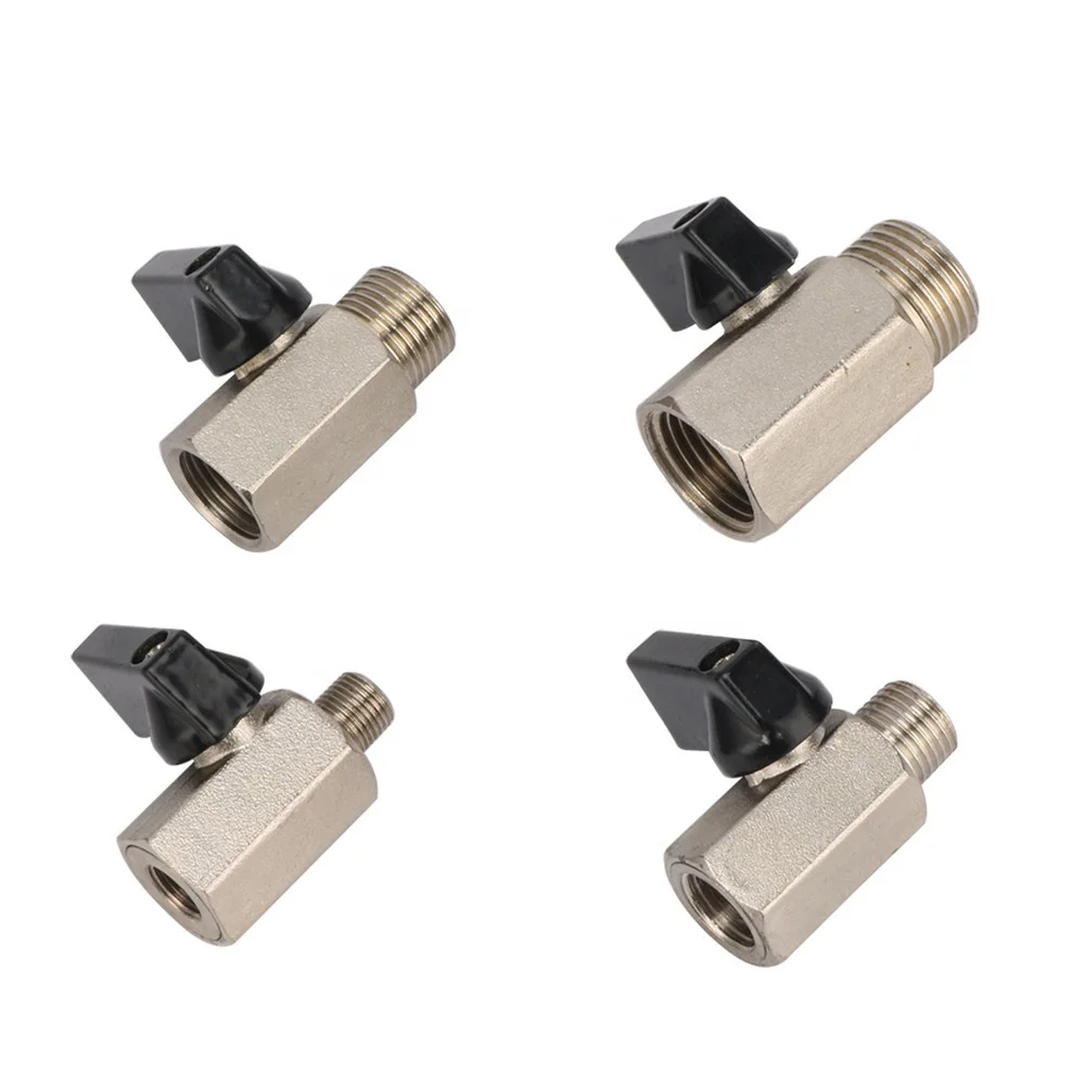 1/8" 1/4" 3/8" 1/2" Threaded Mini Brass Ball Valve BSP Male to Female Air Oil Water Shutoff Valve