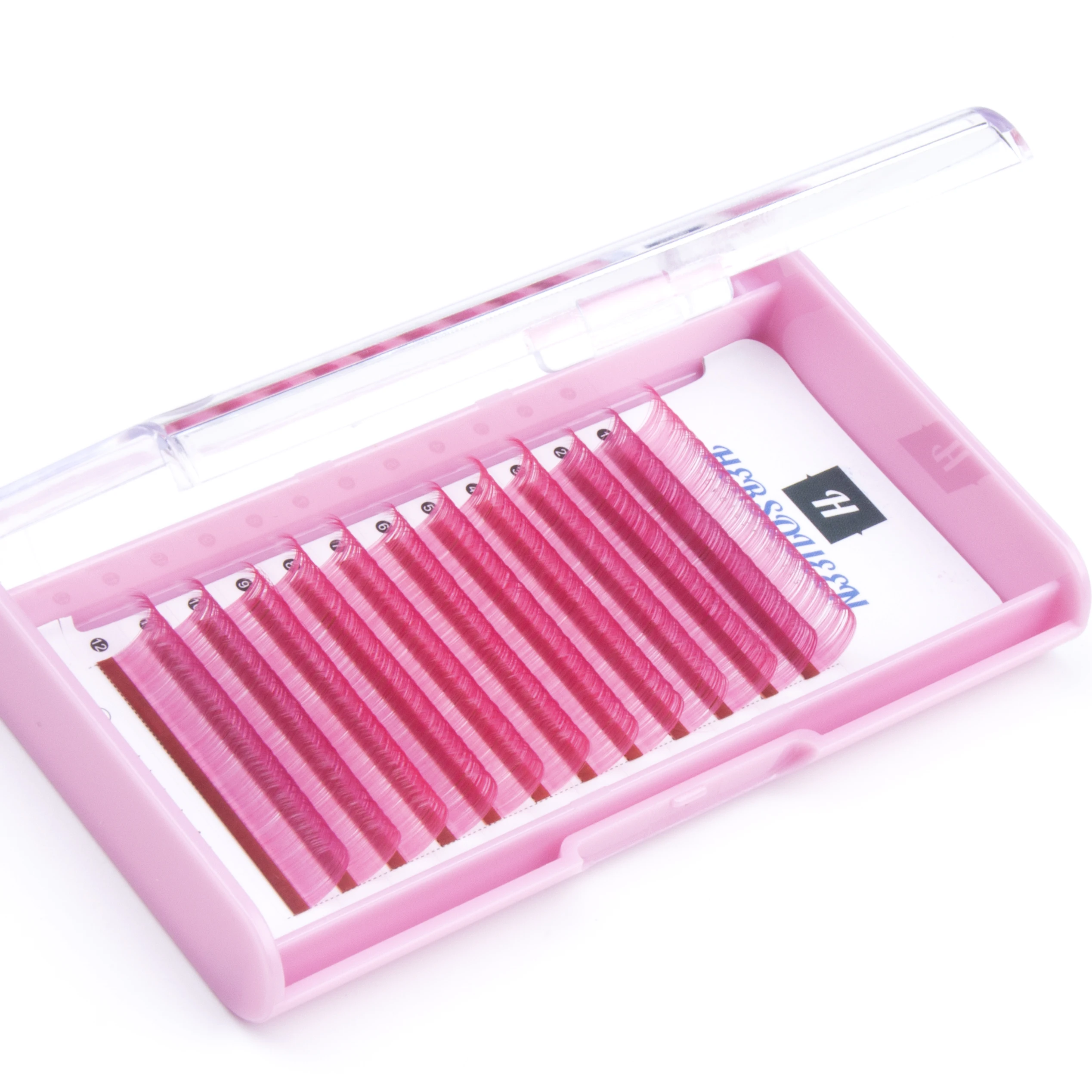 0.07 Premium pink Colored Eyelash Extensions Fluffy Colorful Russian Volume Lashes Private Label Custom Packages Color Eyelashes