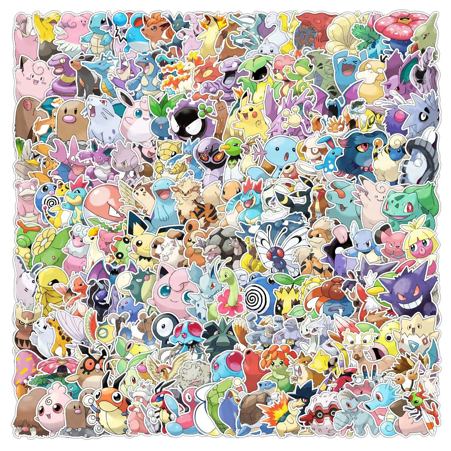 ZY2205H 200Pcs Anime Pokemoned Doodle Decorative Stickers Laptop Skateboard Luggage Guitar Scrapbook Art Waterproof Sticker