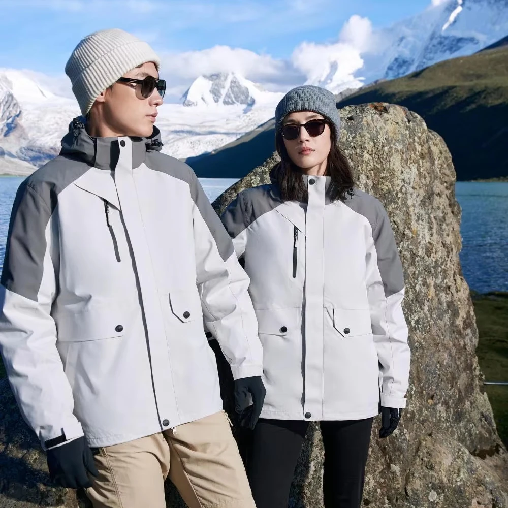 Solid Color Detachable Down Soft Shell Jacket Waterproof Outdoor Lightweight Hooded Trench Coat Sportswear Zipper Winter Coat