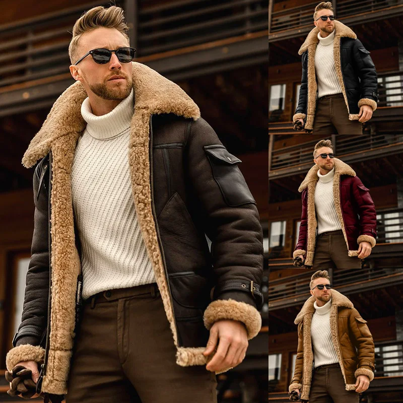 S-5XL Men's Jacket One Piece Winter Coat Thickened Lapel Trench Coat for Winter Thicken Jackets for Male