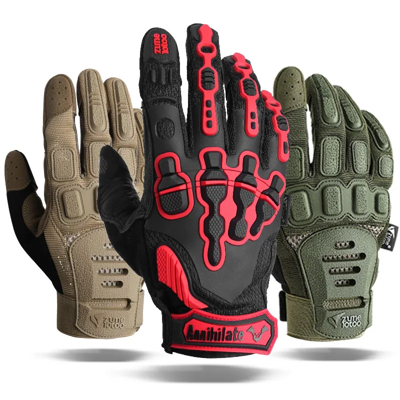 Zune Lotoo Wholesale XRD TPR Shooting Hunting Combat Multi Functional Safety Outdoor Cycling Leather Full Finger Sports Gloves