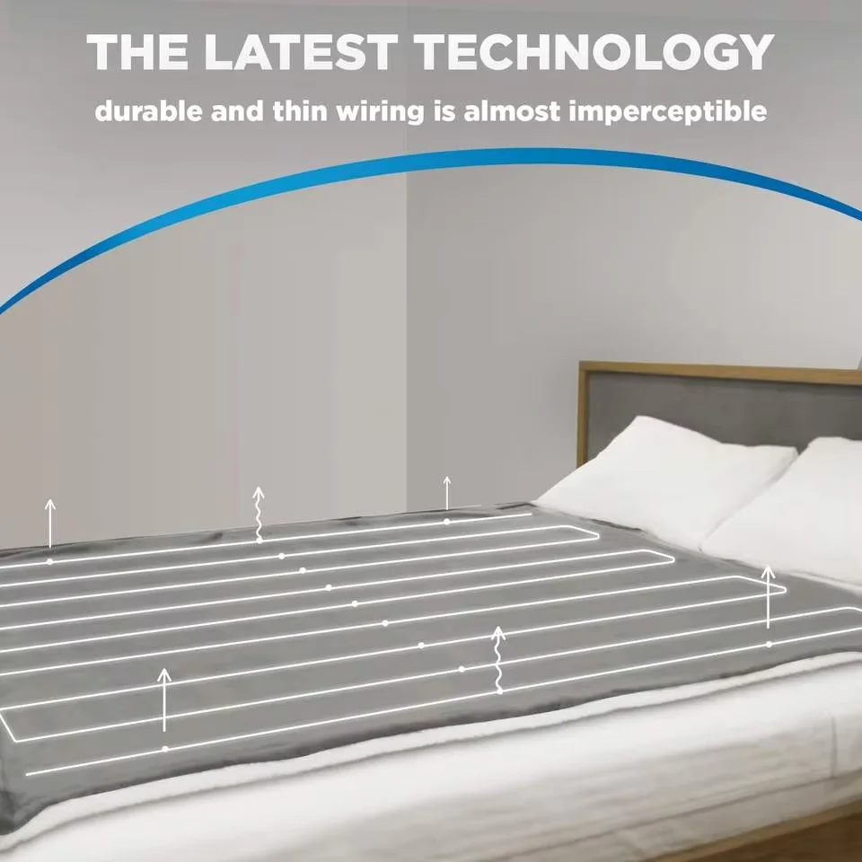 Wholesale Soft Fleece Electric Heated Bed Warmer Blanket with Heating Wire Household Use 110V/220V UK Plug