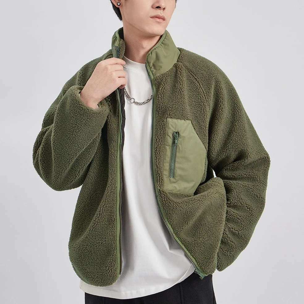 Custom logo Autumn Winter Men's Warm Zip up Custom Polyester Fleece Jacket Coats