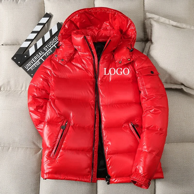 Winter Outdoor Warm Hooded Men'S Custom Logo Down Coats Fashion Crop Bubble Coat Plus Size Leather Men'S Puffer Jackets