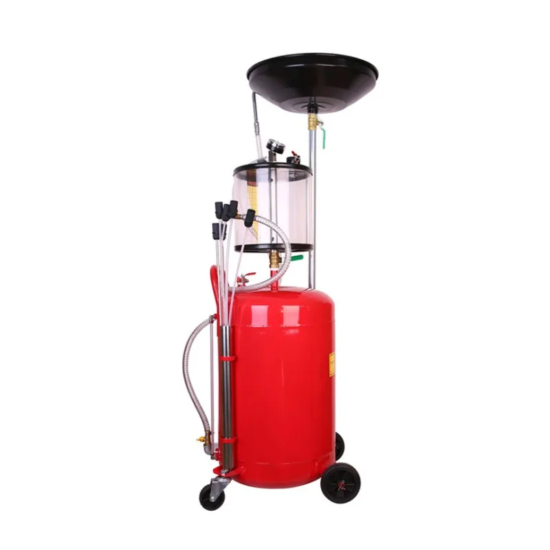 Oem Meeter Red 80 Liters Pneumatic Steel Oil Drain Machine Vehicle Equipment With Pressure Drainer Tank And Measuring Cup