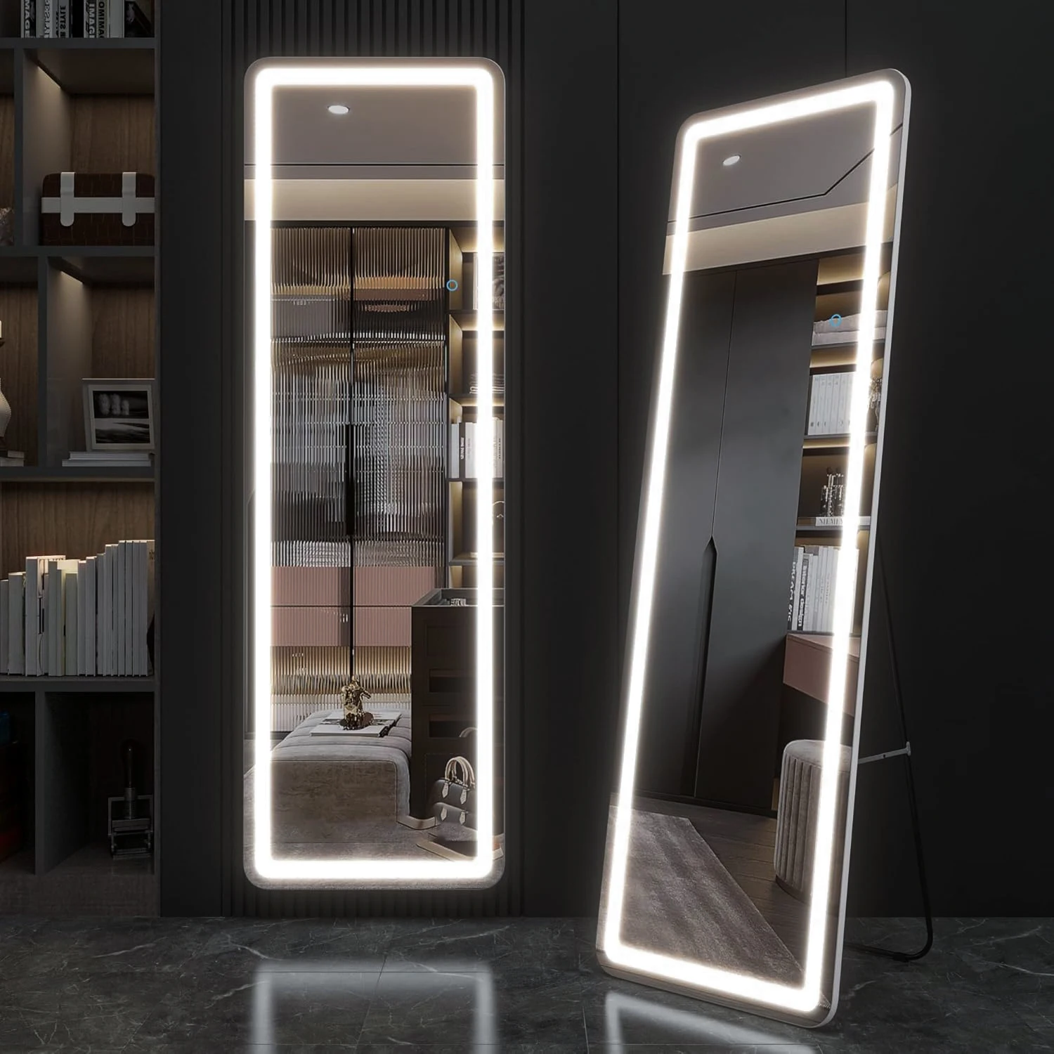 Wholesale Floor Standing Led Mirror Large Size Long Body Mirror with Light Espejo for Bedroom Dressing Full Length Smart Mirror