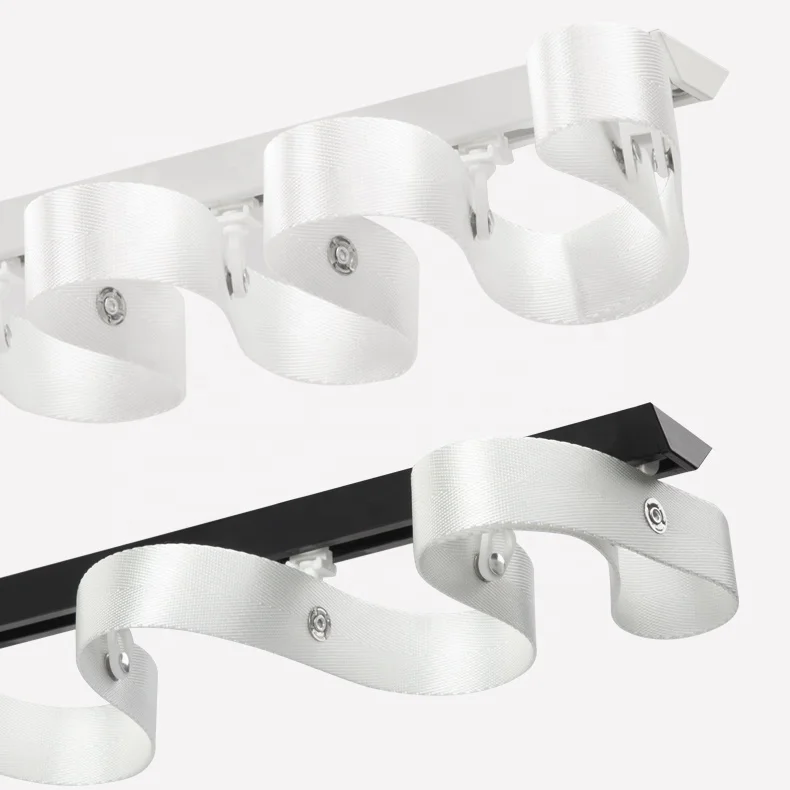 ZSTARR Metal Aluminum Drapes Ripple Fold Curtain Track Manual S Fold Drapery Rail With Accessories V-shape Wave Curtain Pole