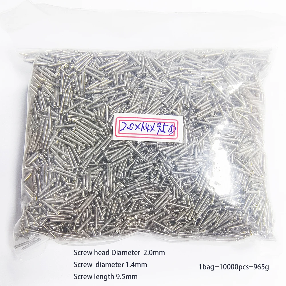 Maohua Long Size 2.0x1.4x9.5mm Stainless Steel Phillips Nose Pad Screws 10000pcs Eyeglasses & Sunglasses Parts Easy to Use