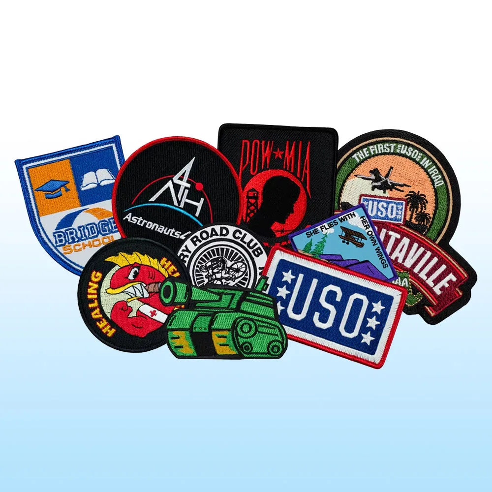 Personalized Fashion Embroidered Patches Custom Various Shape Round Irregular Creative Pattern Iron on Embroidery Woven Patch