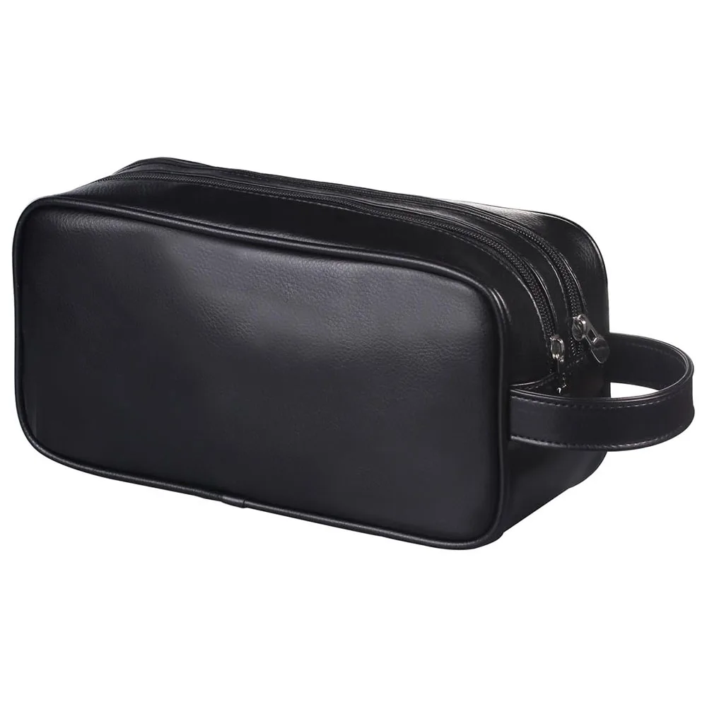 PU Leather Toiletry Bag PVC Travel Cosmetic Makeup Pack Pouch Waterproof PU Cosmetic Washing Unisex Storage Hanging Toiletry Bag