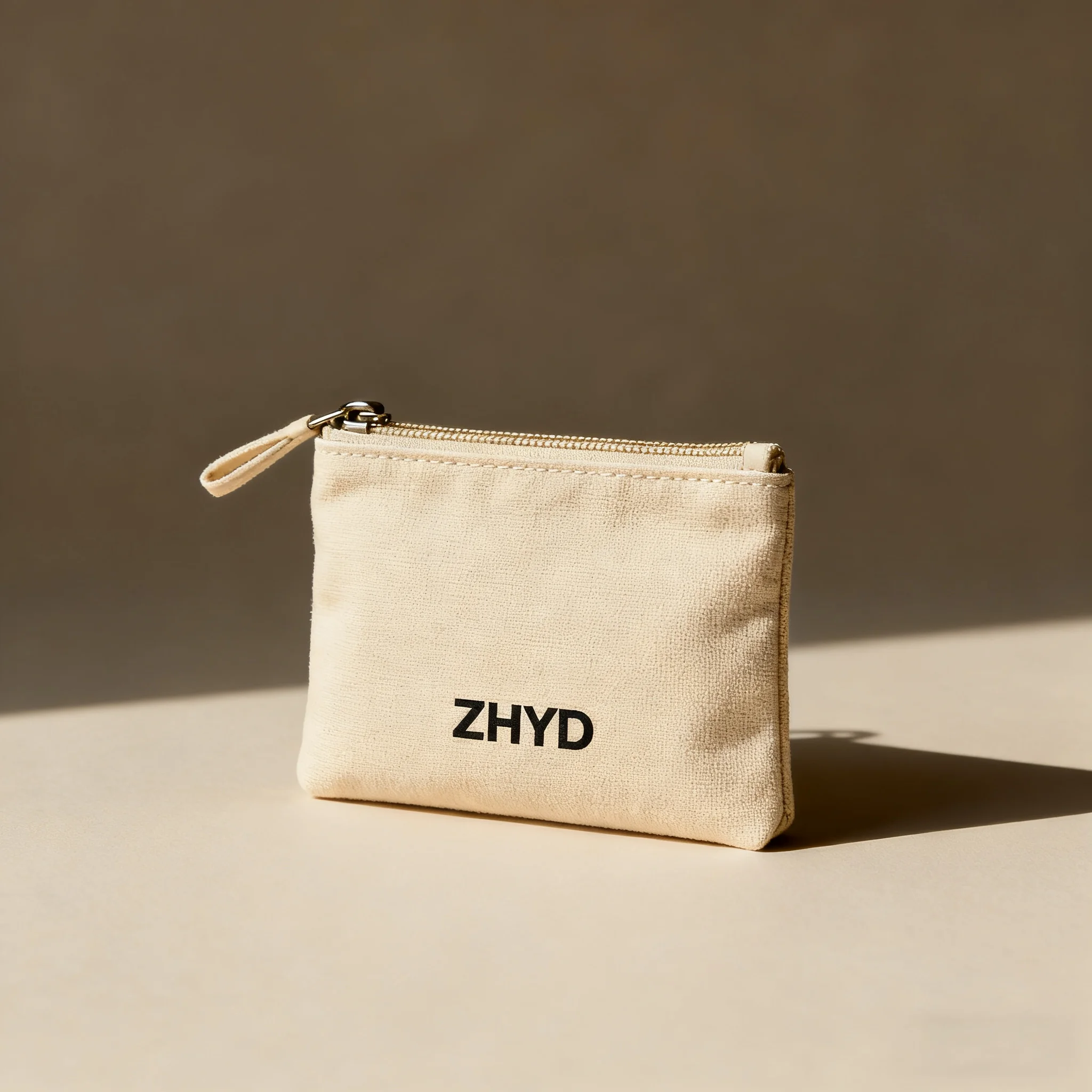 ZHYD Custom logo Mini Zippered Plain Color Coin Pouch Wallet Penny Key Ring Canvas Zipper Luxury Cotton Small Canvas Coin Purse