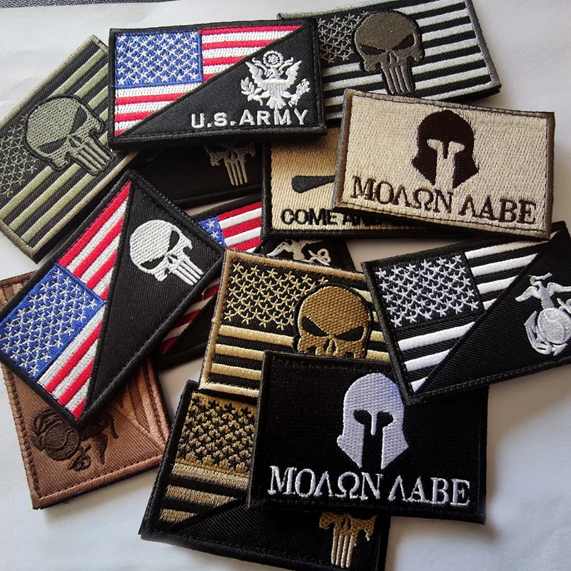 Tactical Patch U.S. Flag Embroidery Patches Punisher Multi Style Hook and Loop Badges for Clothing and Hats