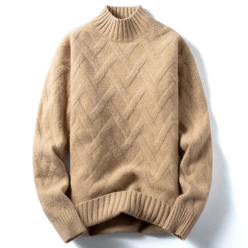 Winter Fall Men's Sweaters Plus Size Turtle Neck Pullover Knitwear Clothing Men's Ribbed Knitted Turtleneck Sweater