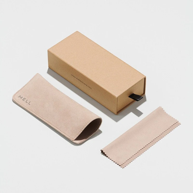 Custom Logo Popular Kraft Paper Glasses Sunglasses Packaging Box with PU Leather Eyeglasses Case& Cloth