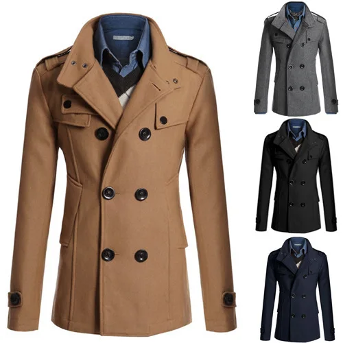 M- Xl New Men's Coat Men's Slim Mid-length Trench Coat Men's Coat QS122A35