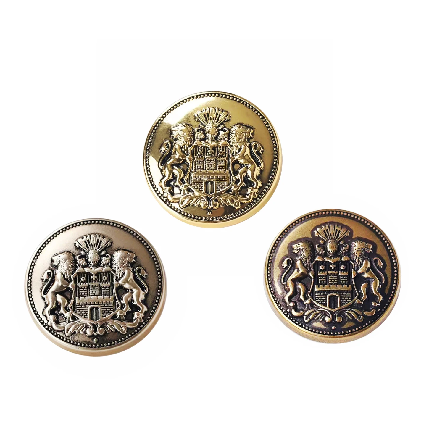 Zinc Alloy Plating Shank Buttons Hand-Stitched for Woolen Coats & Suits Clothing Accessories Washable