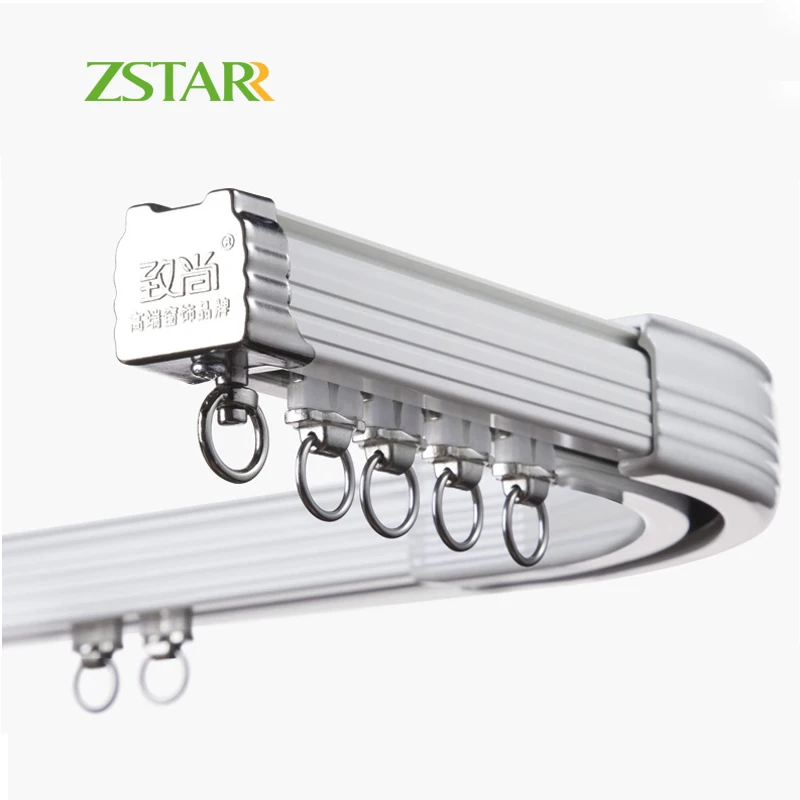 ZSTARR Free Sample Home Curved Track Flexible Curtain Rail Corner  Aluminium Curtain Poles Tracks Accessories Hospital Ceiling