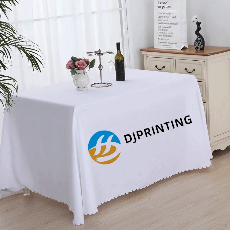 Wholesale Custom Polyester Rectangular Tablecloth for Advertising Events Wedding Table Cover Logo Decorative Custom Color