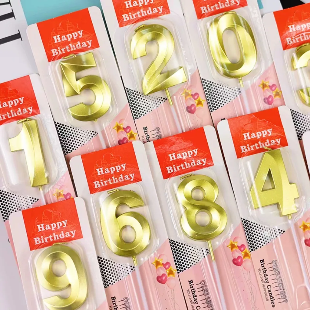 0-9 Number Happy Birthday 3D Cake Candles Rose Gold Party Birthday Cake Decorations for Kids Adults for Festival Celebrations