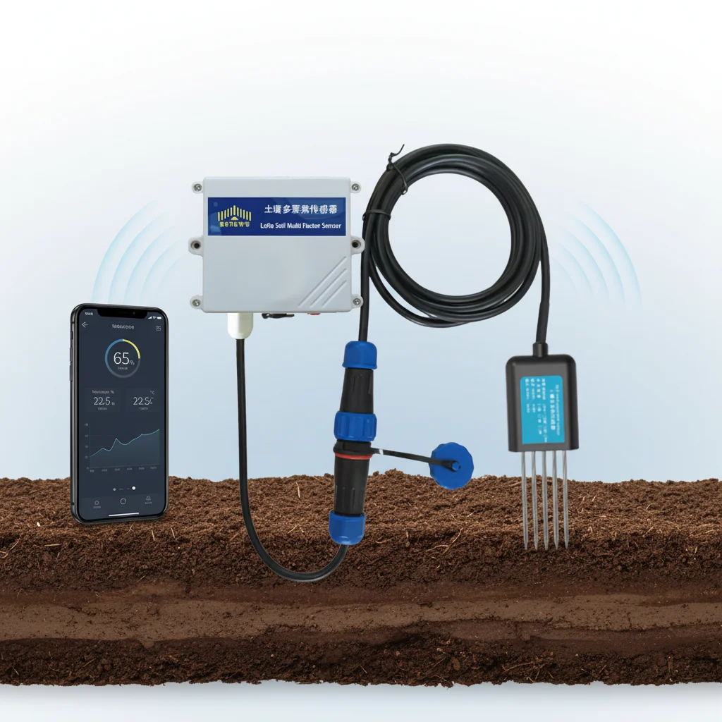 ZONEWU LoRaWAN Battery Powered Multi-Parameter Soil Sensor | Wireless Monitoring for Temperature/Moisture/EC/PH