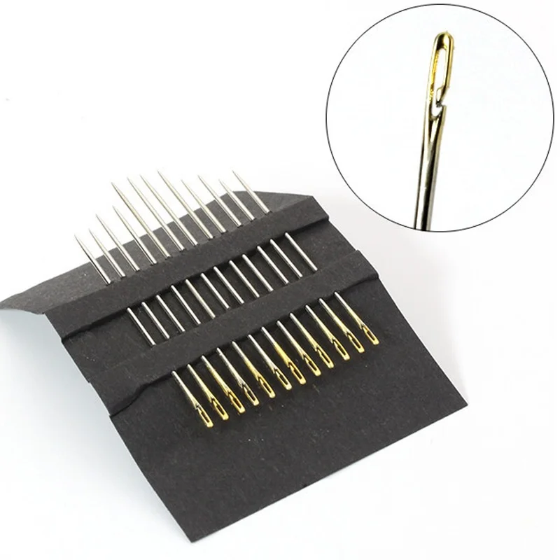 12Pcs Blind Needle Elderly Needle-side Hole Hand Household Sewing Stainless Steel Sewing Needless Threading Apparel Sewing