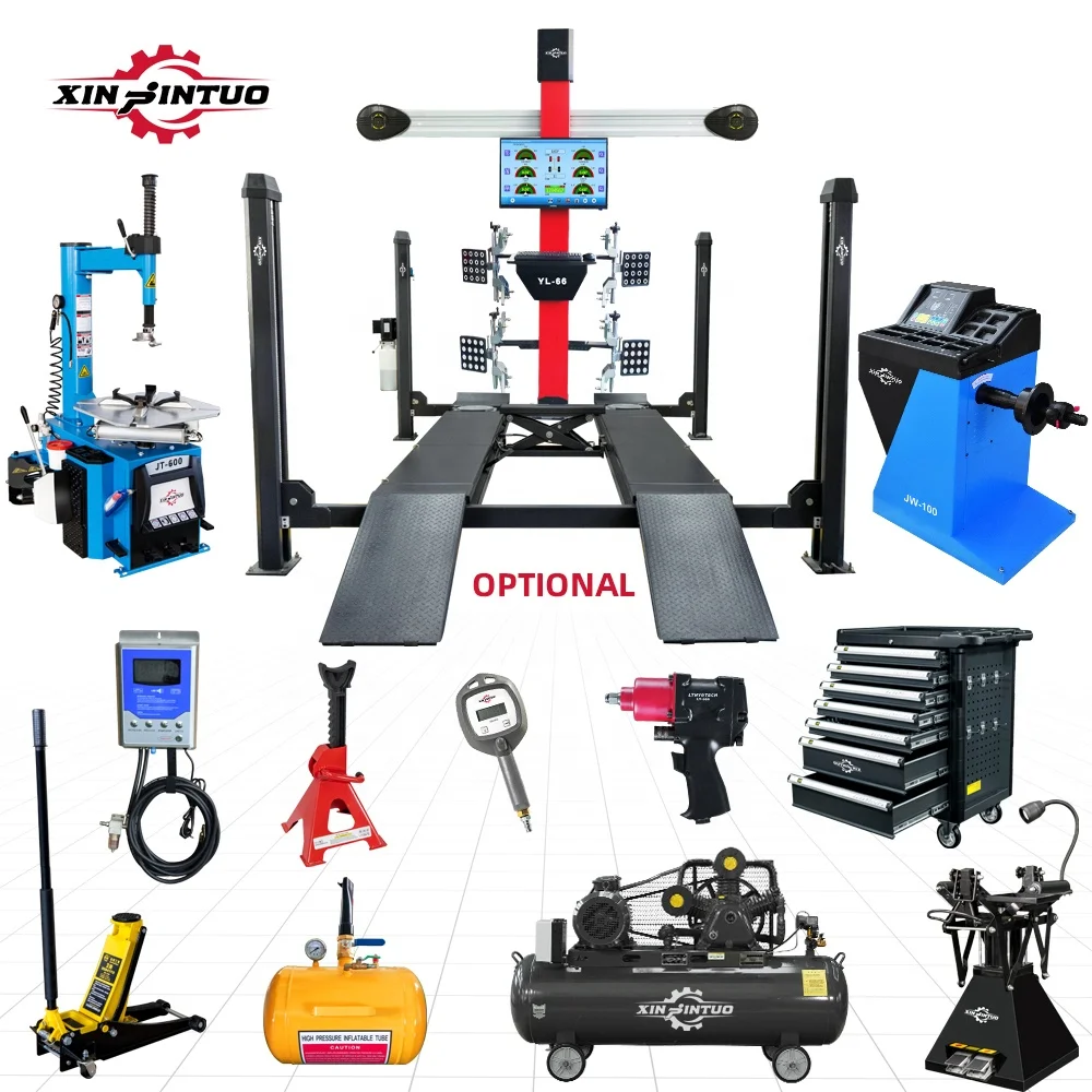 Xinjintuo Car Service Repair Workshop Equipment Combo 3d Four Wheel Alignment Machine Full Set Wheel Balancer and Tire Changer