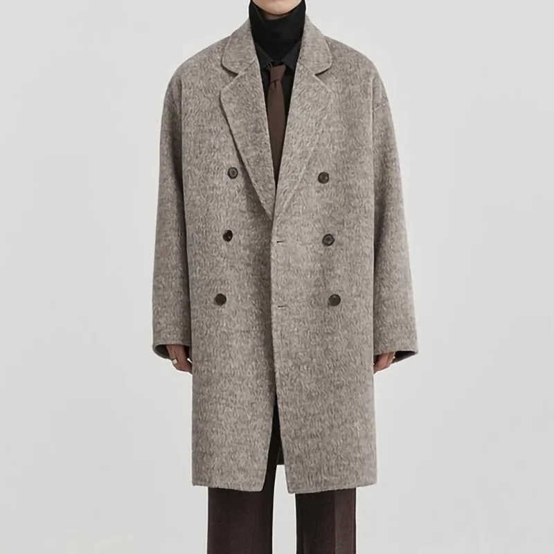 Jancoco High Quality Winter Thick Long Woolen Jacket Custom Double Breasted Mens Wool Trench Coat