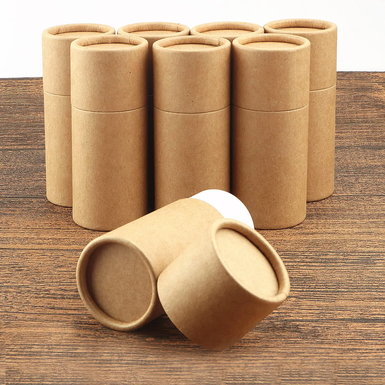 1 Oz/30ml Recyclable Kraft Paperboard Tubes Empty Cardboard Box Container Lid for Packaging Jewelry Pencils Tea Coffee