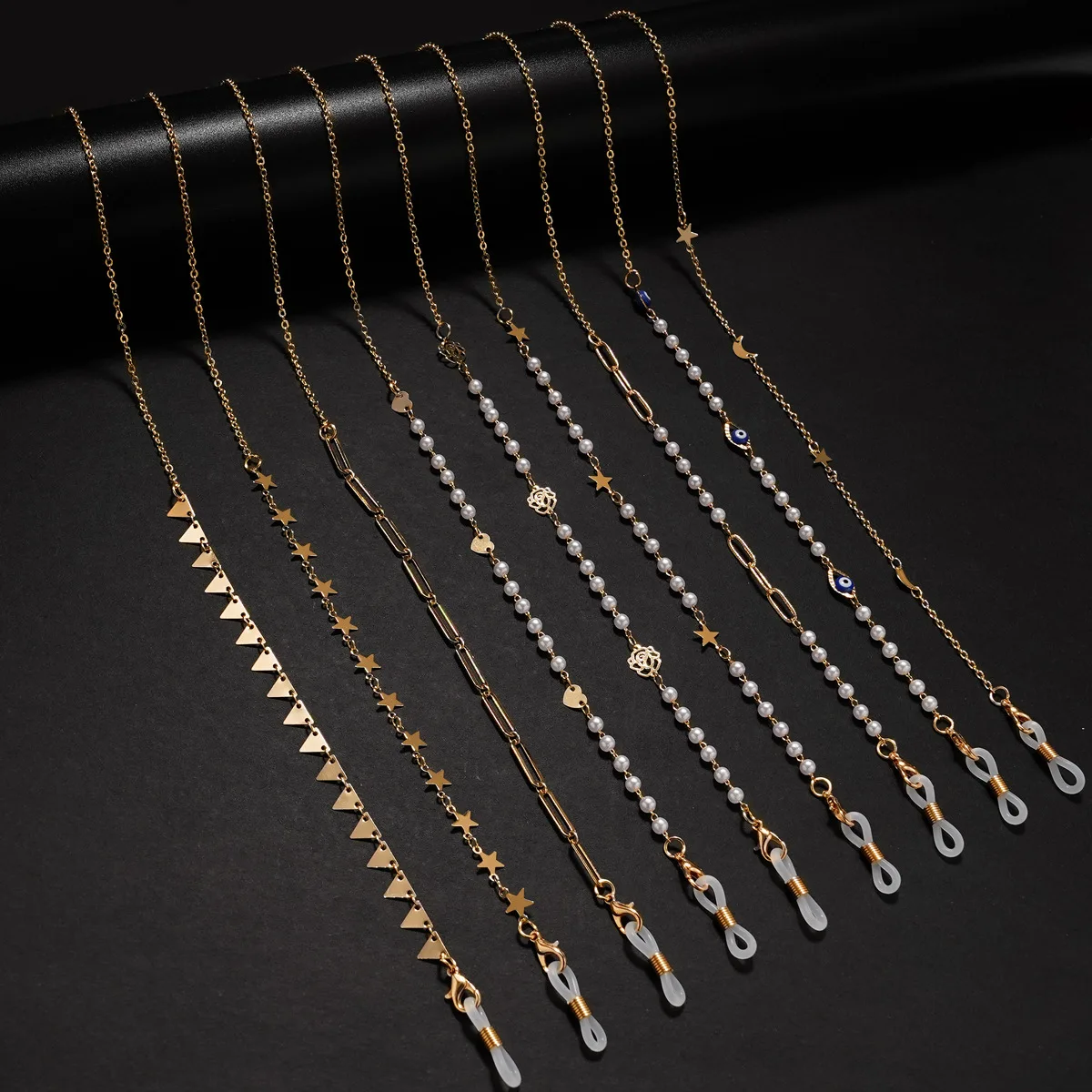Best-Selling Gold-Plated Eyewear Chain Pearl Anti-Slip Metal Copper Mask Chain Color-Retaining Eyeglasses Parts Factory Direct