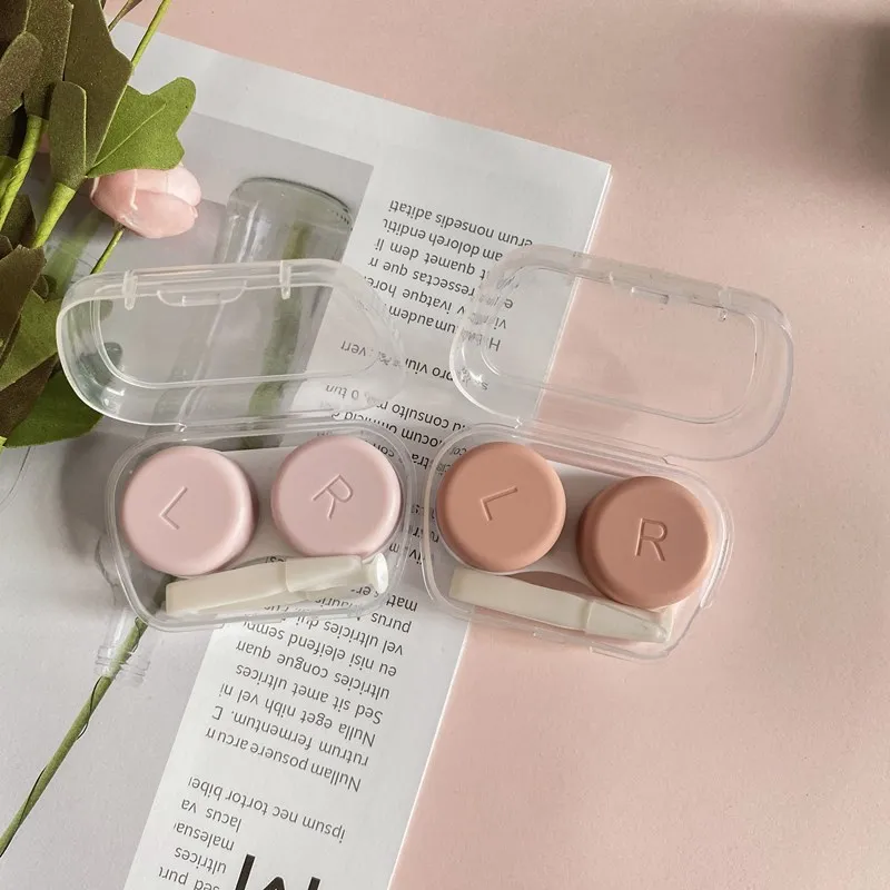 E-commerce Hot Sale Contact Lenses Case Eyes Care Travel Kit Holder Container Lens Box Simple Candy Color Contact Lens Case Box