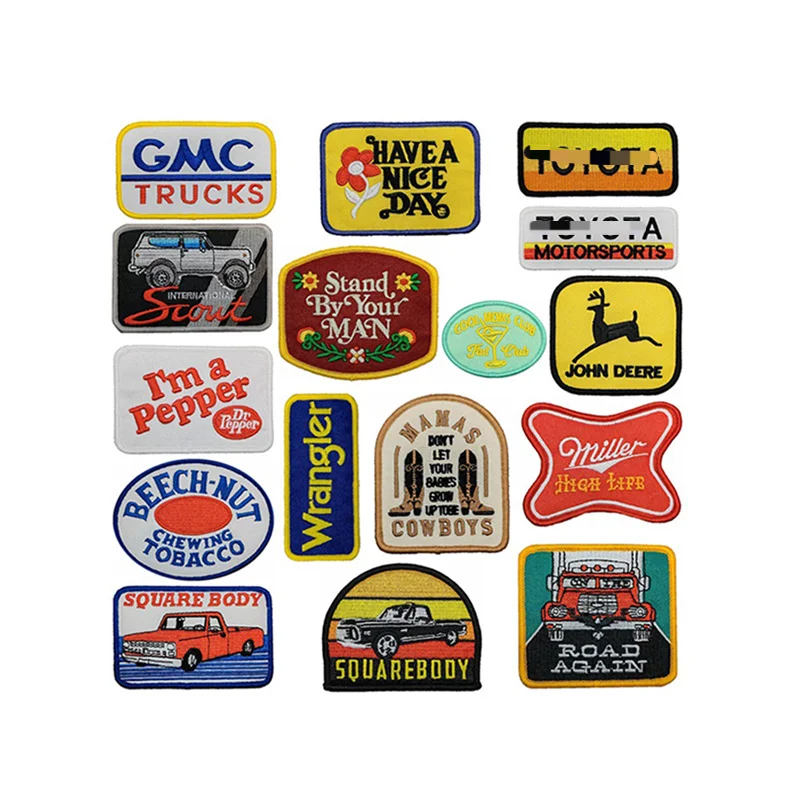 High Quality Iron on Embroidery Merrow Rock Car Truck Patch for Outdoor Overcoat Hat Decoration