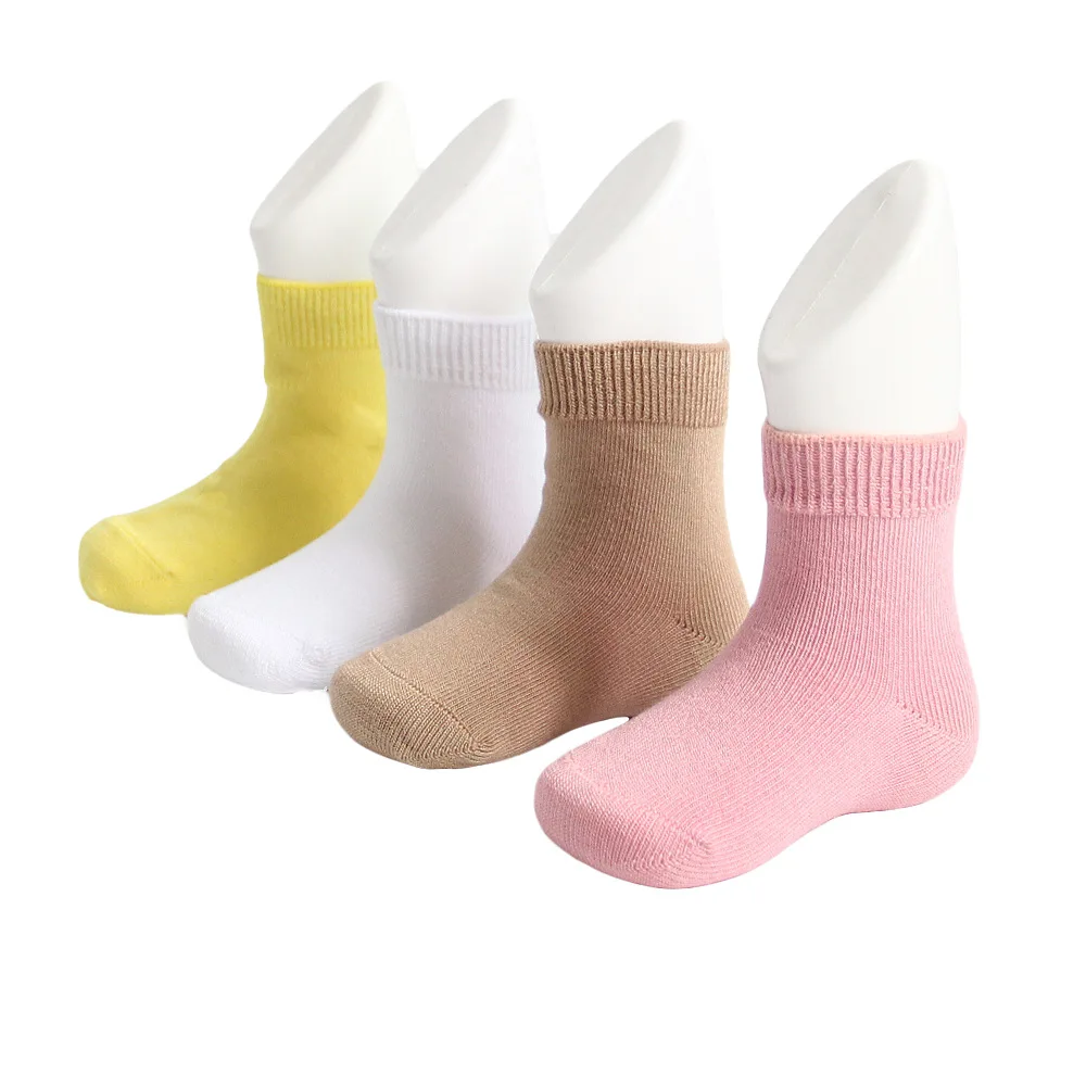 Wholesale Solid Color Unisex Baby Ankle Socks Toddler Boys' Seamless Bamboo Fiber Crew Socks 0-15 Years