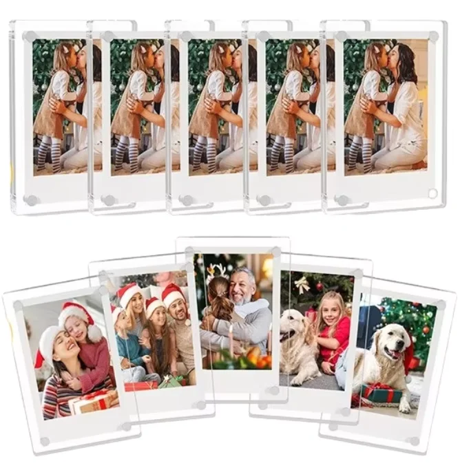 .Factory Direct Sales Double Sided 2.36*3.54 Clear Acrylic Fridge Magnetic Picture Frame Mini Plastic Photo Frame