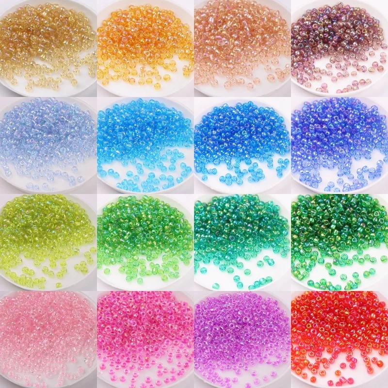 1.5mm 2mm 3mm 4mm Spacer Glass Seed Beads AB Colorful Czech Glass Seedbead for Handmade Jewelry DIY Making Garments Sewing Beads
