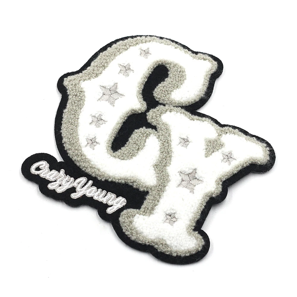 OEM Custom Embroidered Chenille Patches Hot Bulk Iron-On Woven Patches for Clothing Heart & Flower Shape for Hats