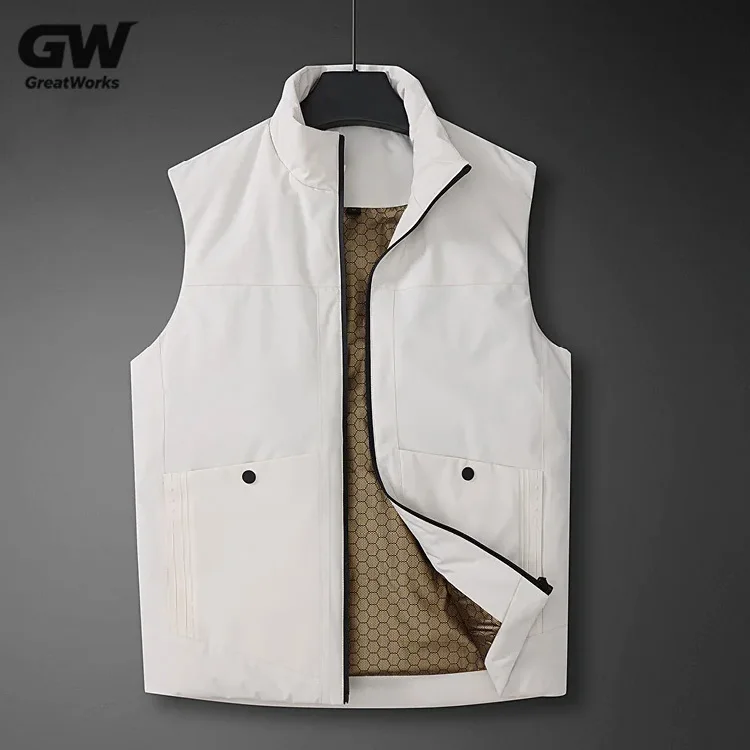 Wholesale New Fashion Autumn Winter Stand Collar Warm Outdoor Cotton Outerwear Zipped-up Jacket Plus Size Men's Vest Waistcoats