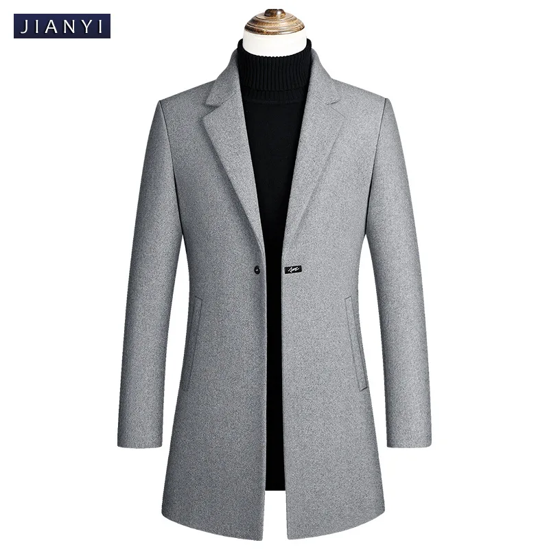 2021 Hot Sale New Men'S Woolen Coat Korean Version a Button Long Trench Coat