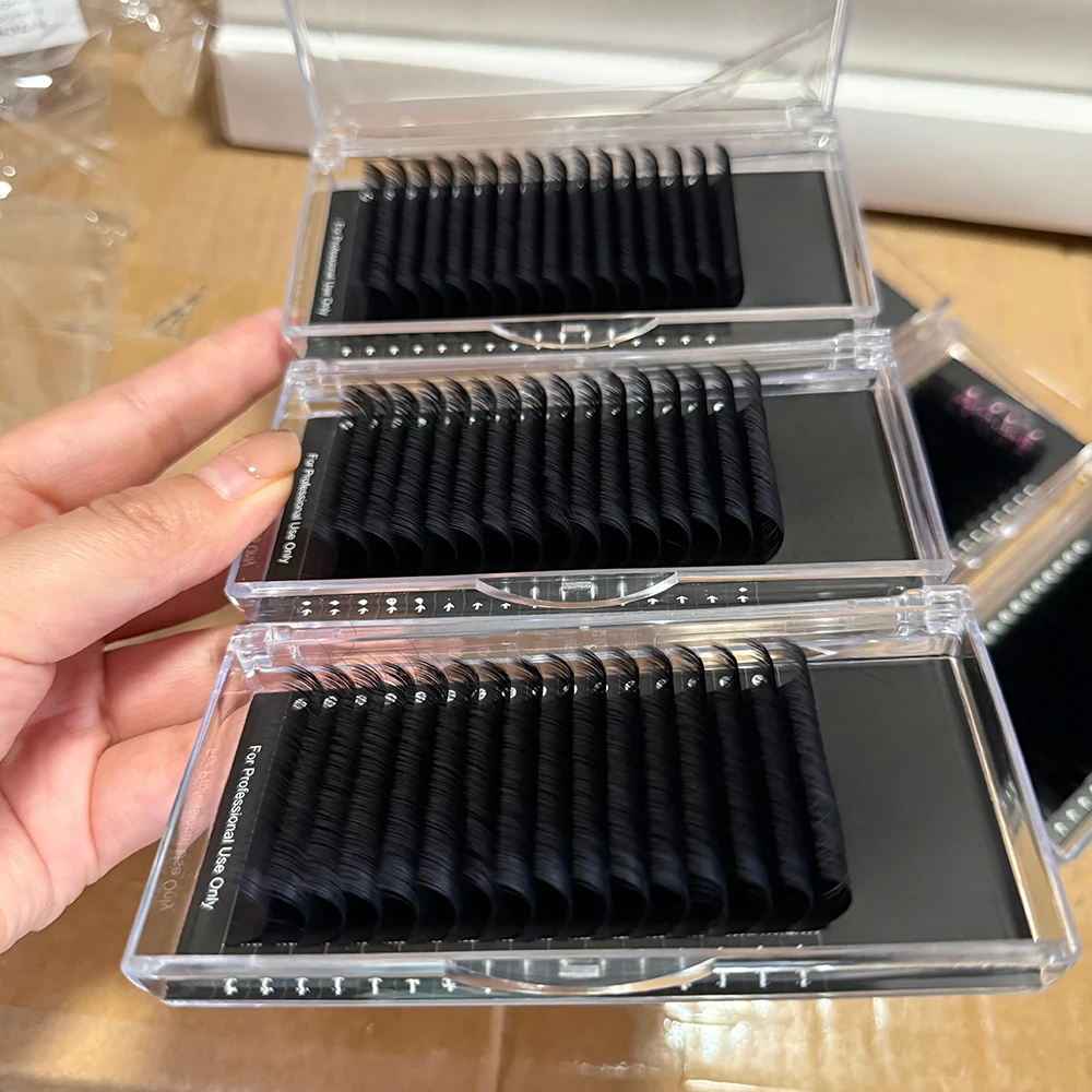 0.03 0.05mm Mega Volume Ultra-light Fluffy Lash Extensions Wholesale Classic Lash Tray Cashmere Matte Black Eyelash Extensions