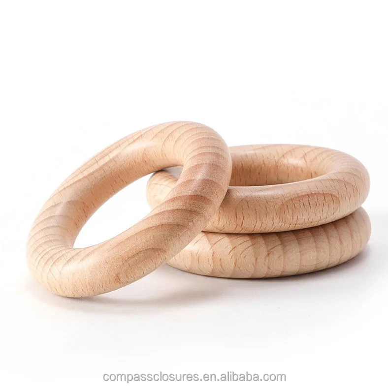 Wholesale Natural Beech Wood Unfinished DIY Solid Wooden Rings for Craft Home Decoration